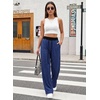 image:imageAleumdr Womens Striped Lounge Pants Casual Fall Ribbed Pajama Pants High Waisted Wide Leg Sweatpants with PocketsBlue Black