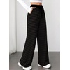 image:imageAleumdr Womens Striped Lounge Pants Casual Fall Ribbed Pajama Pants High Waisted Wide Leg Sweatpants with PocketsDark Grey