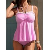 image:imageAleumdr Womens Tankini Bathing Suit Tie Knot 2026 Summer Two Piece Swimsuit Printed Swim Tank Top with High Waisted BottomPink Striped