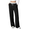 image:imageAleumdr Womens Color Block Ribbed Lounge Pants with Pockets Casual Wide Leg Comfy Hight Waisted Knit Pajama PantsA Black