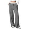 image:imageAleumdr Womens Color Block Ribbed Lounge Pants with Pockets Casual Wide Leg Comfy Hight Waisted Knit Pajama PantsMedium Grey