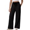 image:imageAleumdr Womens Striped Lounge Pants Casual Fall Ribbed Pajama Pants High Waisted Wide Leg Sweatpants with PocketsDark Grey