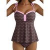 image:imageAleumdr Womens Tankini Bathing Suit Tie Knot 2026 Summer Two Piece Swimsuit Printed Swim Tank Top with High Waisted BottomBrown