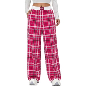 image:imageAleumdr Womens Casual Pants Wide Leg Sweatpants with Pockets Elastic High Waisted Lounge Pants Loose Baggy PantsA6 Rose Red