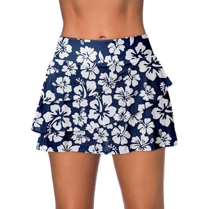 image:imageAleumdr Womens Waistband Layered Swimdress Ruffle Swim Skirt Swimsuit BottomAvailable in PlusFloral Blue