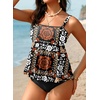 image:imageAleumdr Tankini Swimsuits for Women Modest Two Piece Bathing Suit Square Neck Swim Top with High Waisted BottomA8 Black Floral