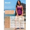 image:imageAleumdr Tankini Swimsuits for Women Modest Two Piece Bathing Suit Square Neck Swim Top with High Waisted BottomA9 Blue Stripe