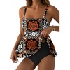 image:imageAleumdr Tankini Swimsuits for Women Modest Two Piece Bathing Suit Square Neck Swim Top with High Waisted BottomA8 Black Floral