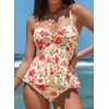 image:imageAleumdr Womens Tankini Bathing Suits Bandeau 2 Piece Swimsuits Shell Swim Tank Top with High Waisted Bottom1420 Floral Beige