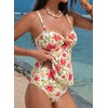 image:imageAleumdr Womens Tankini Bathing Suits Bandeau 2 Piece Swimsuits Shell Swim Tank Top with High Waisted Bottom1420 Floral Beige