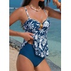 image:imageAleumdr Womens Tankini Bathing Suits Bandeau 2 Piece Swimsuits Shell Swim Tank Top with High Waisted Bottom520 Floral Blue