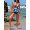 image:imageAleumdr Womens Tankini Bathing Suits Bandeau 2 Piece Swimsuits Shell Swim Tank Top with High Waisted Bottom520 Floral Blue