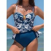 image:imageAleumdr Womens Tankini Bathing Suits Bandeau 2 Piece Swimsuits Shell Swim Tank Top with High Waisted Bottom520 Floral Blue