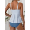 image:imageAleumdr Womens Tankini Bathing Suits Bandeau 2 Piece Swimsuits Shell Swim Tank Top with High Waisted BottomWhite Blue Stripe