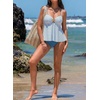 image:imageAleumdr Womens Tankini Bathing Suits Bandeau 2 Piece Swimsuits Shell Swim Tank Top with High Waisted BottomWhite Blue Stripe