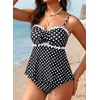 image:imageAleumdr Womens Tankini Swimsuits Tie Knot Ruffle Printed Two Piece Bathing Suit Flowy Swim Top with High Waisted BottomBlack