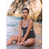 image:imageAleumdr Womens Tankini Swimsuits Tie Knot Ruffle Printed Two Piece Bathing Suit Flowy Swim Top with High Waisted BottomBlack