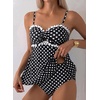 image:imageAleumdr Womens Tankini Swimsuits Tie Knot Ruffle Printed Two Piece Bathing Suit Flowy Swim Top with High Waisted BottomBlack