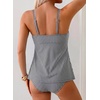 image:imageAleumdr Womens Tankini Swimsuits Tie Knot Ruffle Printed Two Piece Bathing Suit Flowy Swim Top with High Waisted BottomBlack Stripe