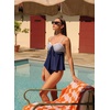 image:imageAleumdr Womens Tankini Swimsuits Tie Knot Ruffle Printed Two Piece Bathing Suit Flowy Swim Top with High Waisted BottomBlue Stripe