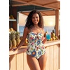 image:imageAleumdr Womens Tankini Swimsuits Tie Knot Ruffle Printed Two Piece Bathing Suit Flowy Swim Top with High Waisted BottomFloral