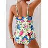 image:imageAleumdr Womens Tankini Swimsuits Tie Knot Ruffle Printed Two Piece Bathing Suit Flowy Swim Top with High Waisted BottomFloral