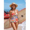 image:imageAleumdr Womens Tankini Swimsuits Tie Knot Ruffle Printed Two Piece Bathing Suit Flowy Swim Top with High Waisted BottomOrange
