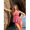 image:imageAleumdr Womens Tankini Swimsuits Tie Knot Ruffle Printed Two Piece Bathing Suit Flowy Swim Top with High Waisted BottomRed Plaid