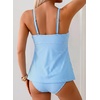 image:imageAleumdr Womens Tankini Swimsuits Tie Knot Ruffle Printed Two Piece Bathing Suit Flowy Swim Top with High Waisted BottomSky Blue Stripe
