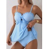 image:imageAleumdr Womens Tankini Swimsuits Tie Knot Ruffle Printed Two Piece Bathing Suit Flowy Swim Top with High Waisted BottomSky Blue Stripe
