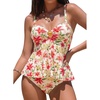 image:imageAleumdr Womens Tankini Bathing Suits Bandeau 2 Piece Swimsuits Shell Swim Tank Top with High Waisted Bottom1420 Floral Beige