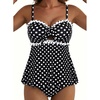image:imageAleumdr Womens Tankini Swimsuits Tie Knot Ruffle Printed Two Piece Bathing Suit Flowy Swim Top with High Waisted BottomBlack