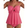 image:imageAleumdr Womens Tankini Swimsuits Tie Knot Ruffle Printed Two Piece Bathing Suit Flowy Swim Top with High Waisted BottomRed Plaid