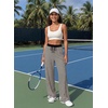 image:imageAleumdr Womens Striped Lounge Pants Casual Fall Knit Pajama Pants High Waisted Wide Leg Sweatpants with PocketsBeige Black