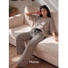 image:imageAleumdr Womens Striped Lounge Pants Casual Fall Knit Pajama Pants High Waisted Wide Leg Sweatpants with PocketsBeige Black
