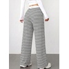 image:imageAleumdr Womens Striped Lounge Pants Casual Fall Knit Pajama Pants High Waisted Wide Leg Sweatpants with PocketsBlack White