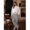 image:imageAleumdr Womens Striped Lounge Pants Casual Fall Knit Pajama Pants High Waisted Wide Leg Sweatpants with PocketsBlack White