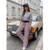 image:imageAleumdr Womens Striped Lounge Pants Casual Fall Knit Pajama Pants High Waisted Wide Leg Sweatpants with PocketsPink Black