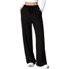 image:imageAleumdr Womens Striped Lounge Pants Casual Fall Knit Pajama Pants High Waisted Wide Leg Sweatpants with PocketsDark Grey