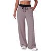 image:imageAleumdr Womens Striped Lounge Pants Casual Fall Knit Pajama Pants High Waisted Wide Leg Sweatpants with PocketsPink Black