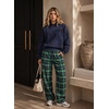 image:imageAleumdr Womens Plaid Wide Leg Sweatpants Gingham Baggy Lounge Pants with PocketsA6 Green
