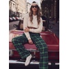 image:imageAleumdr Womens Plaid Wide Leg Sweatpants Gingham Baggy Lounge Pants with PocketsA6 Green