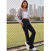 image:imageAleumdr Womens Ribbed Knit Lounge Pants Causal Comfy Fold Over Pajama PantsA1 Black