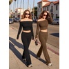 image:imageAleumdr Womens Ribbed Knit Lounge Pants Causal Comfy Fold Over Pajama PantsA1 Black