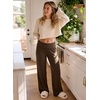 image:imageAleumdr Womens Ribbed Knit Lounge Pants Causal Comfy Fold Over Pajama PantsA2 Coffee