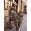image:imageAleumdr Womens Ribbed Knit Lounge Pants Causal Comfy Fold Over Pajama PantsA5 Dark Grey