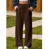 image:imageAleumdr Womens Wide Leg Sweatpants High Waisted Loose Lounge Pants with PocketsA4 Brown