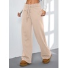 image:imageAleumdr Womens Wide Legs Sweatpants Fleece Lined High Waisted Baggy Pants 2026 Trendy Casual Athletic Joggers with PocketsBeige