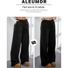 image:imageAleumdr Womens Wide Legs Sweatpants Fleece Lined High Waisted Baggy Pants 2026 Trendy Casual Athletic Joggers with PocketsBlack