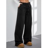 image:imageAleumdr Womens Wide Legs Sweatpants Fleece Lined High Waisted Baggy Pants 2026 Trendy Casual Athletic Joggers with PocketsBlack